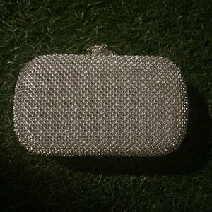Silver Crystal Rhinestone Evening Clutch Bag Purse, Sparkling  Handbag STUNNING!
